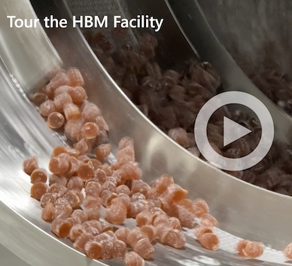Preview image for HBM facility tour video showing interior of the nutraceutical manufacturing plant