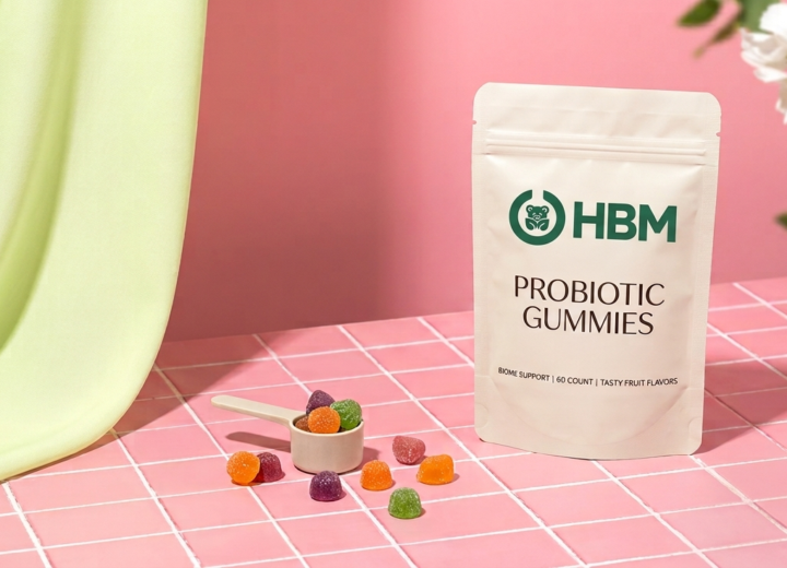 Illustration explaining the differences between prebiotics, probiotics and postbiotics in modern nutraceutical formulations.