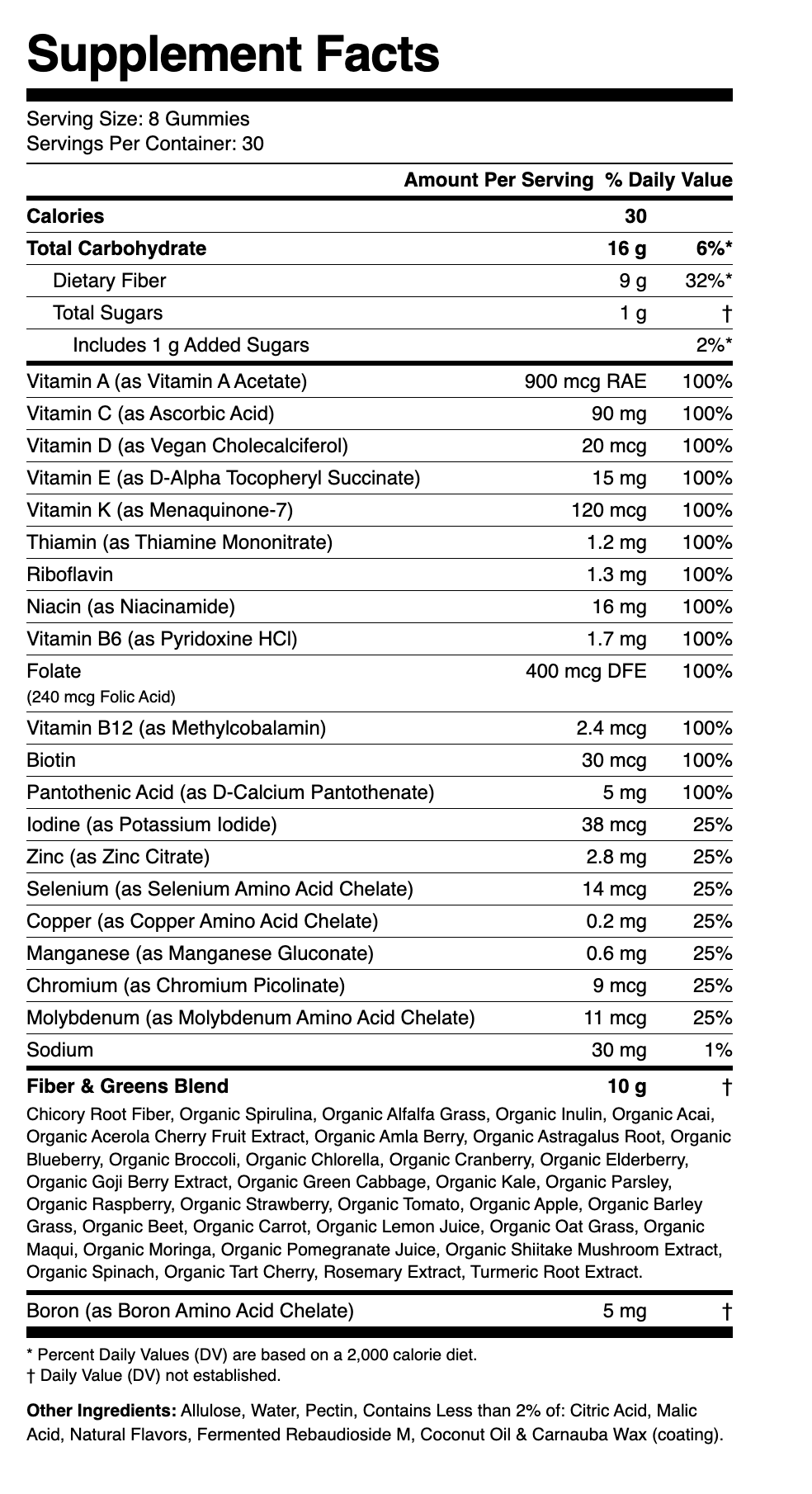Daily Greens Gummies supplement facts