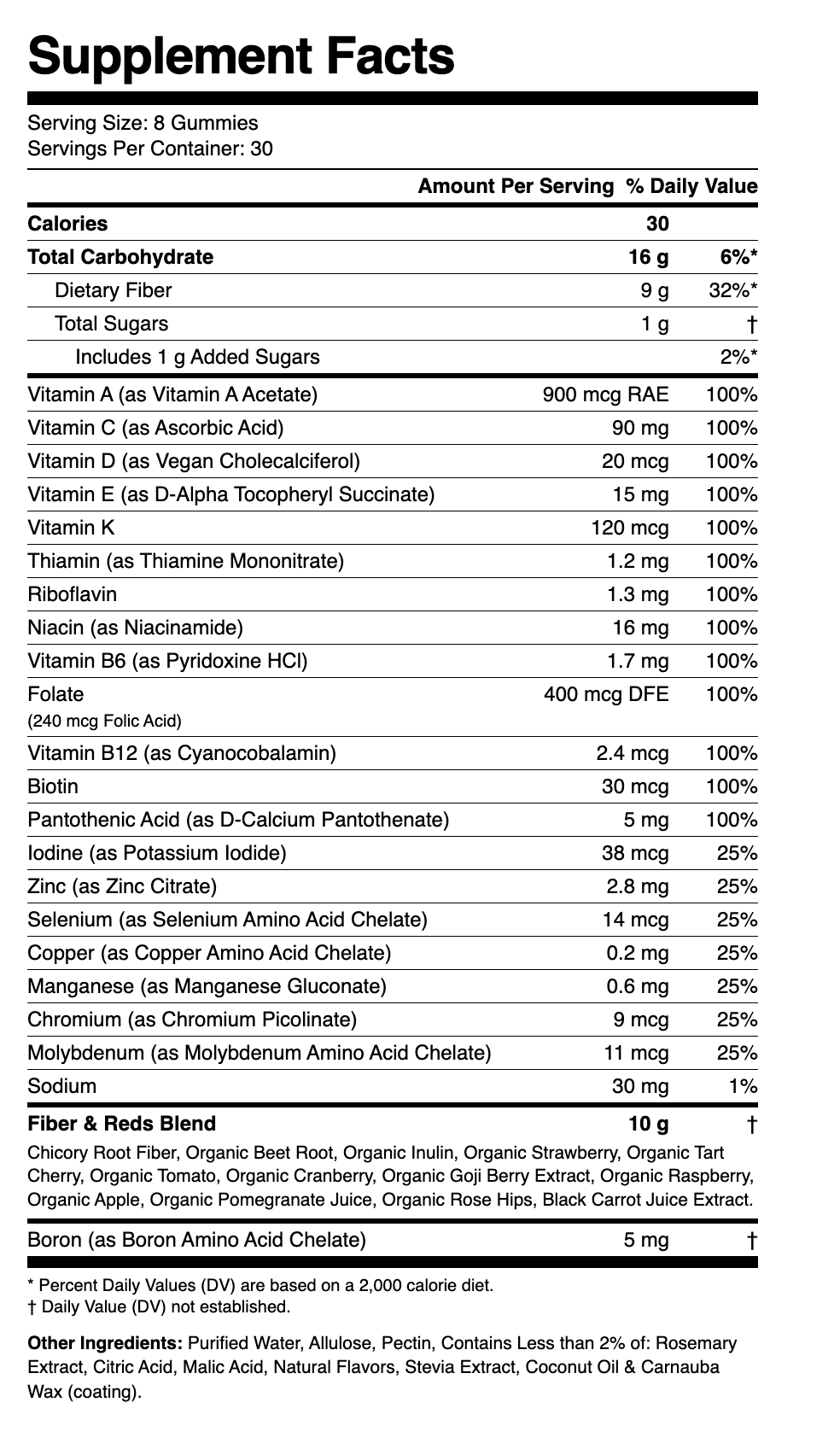 Daily Reds Gummies supplement facts